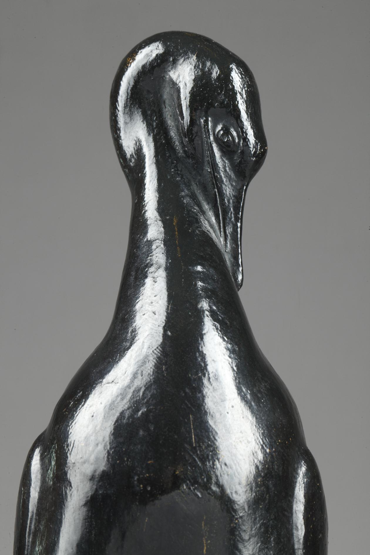 Cormorant - Gold Figurative Sculpture by Auguste Trémont
