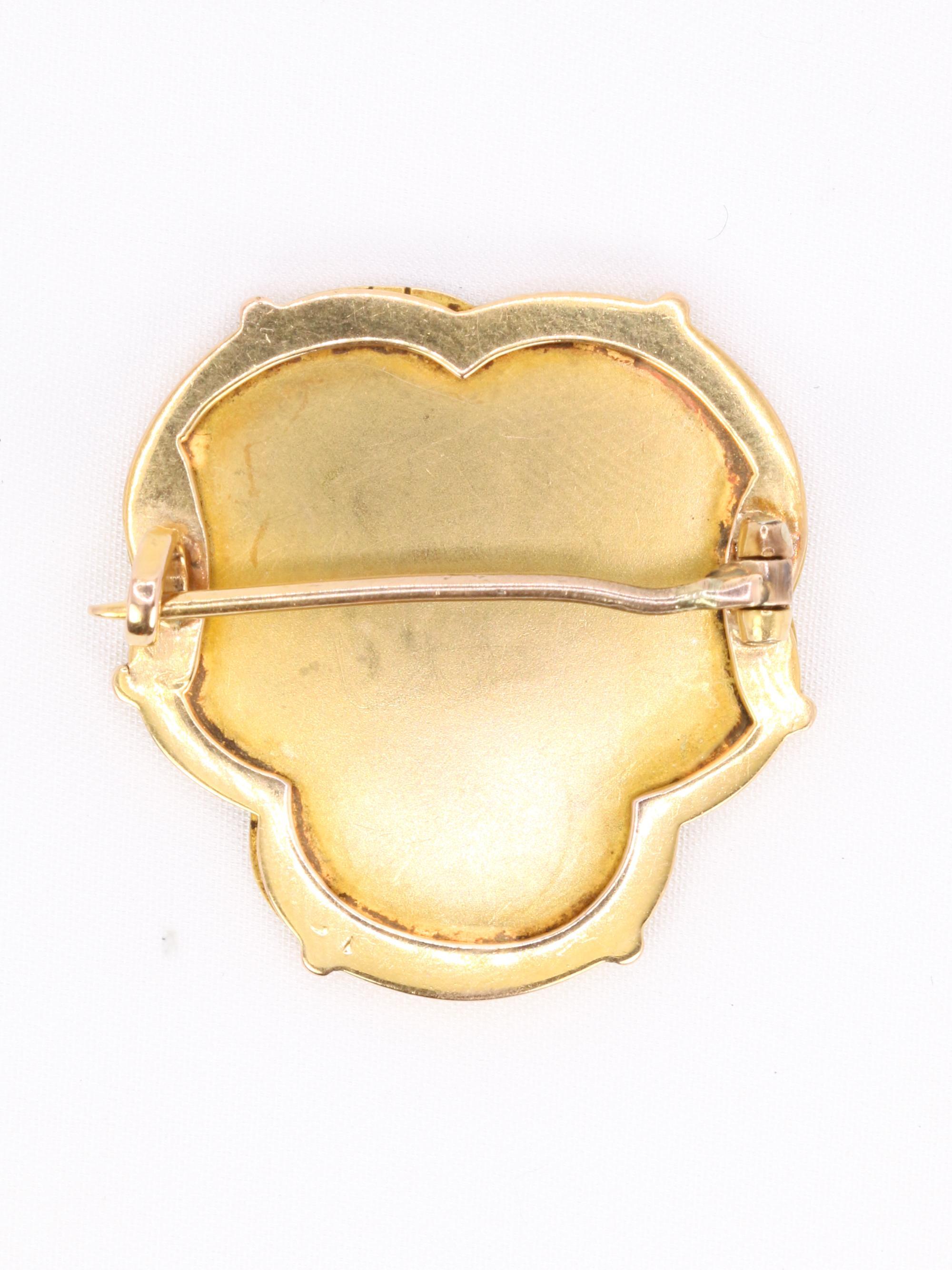 Auguste VAUDET - Broche Art Nouveau de oro amarillo y diamantes en Bueno estado para la venta en PARIS, FR