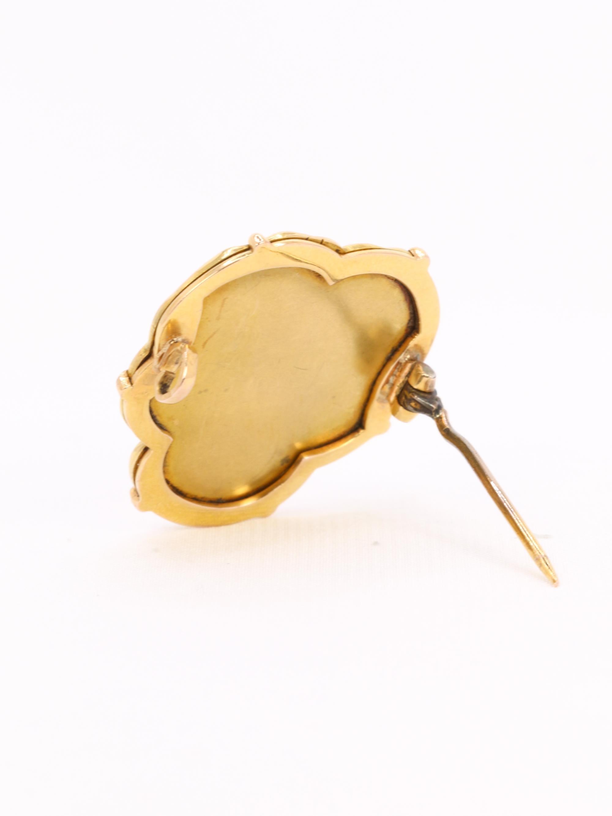 Femenino o masculino Auguste VAUDET - Broche Art Nouveau de oro amarillo y diamantes en venta