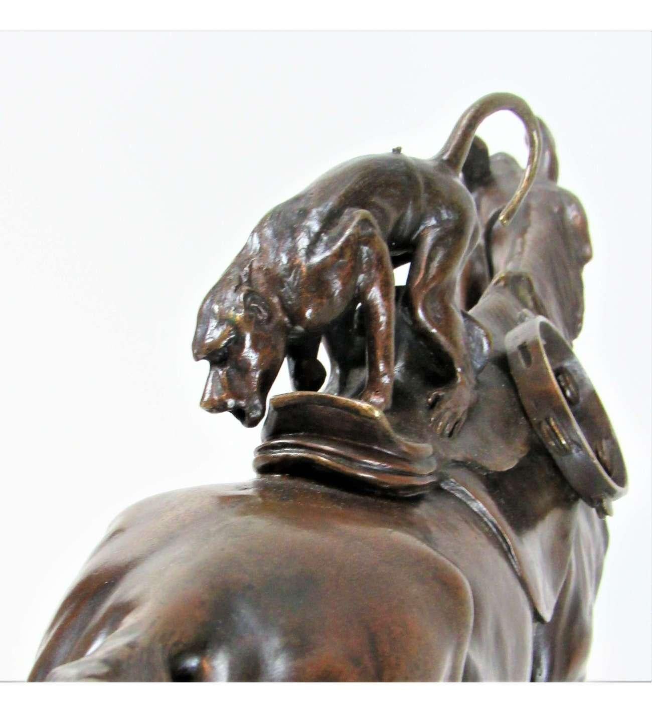 Bohemian horse and monkeys

As early as 1900, Vimar started to create sculptures. His reputation as an illustrator and painter was at its peak.His sculptures are often very dynamic (like this bronze), but also 