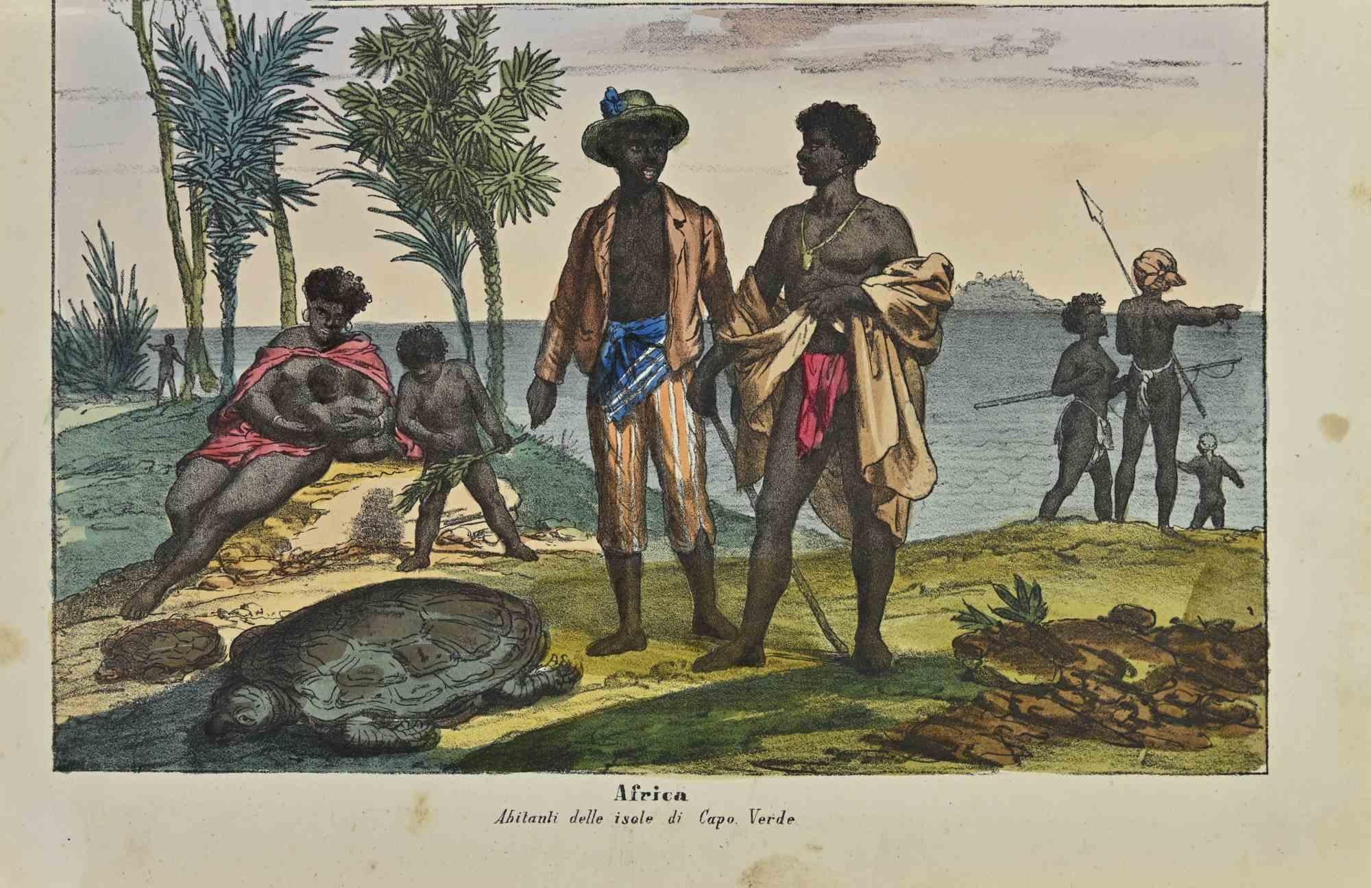 Ancient African Customs - Lithograph by Auguste Wahlen - 1844