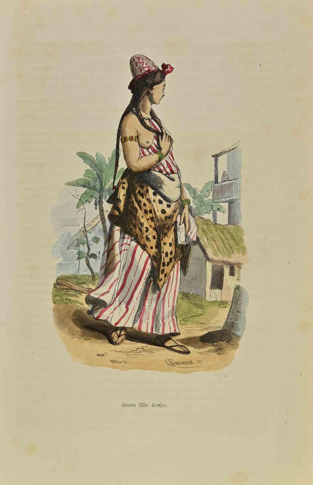 Arabic Girl is a lithograph made by Auguste Wahlen in 1844.

Hand colored.

Good condition.

At the center of the artwork is the original title "Jeune Fille Arabe".

The work is part of Suite Moeurs, usages et costumes de tous les peuples du monde,