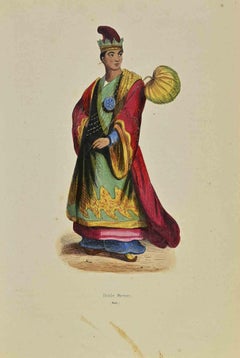 Antique Burmese Nobleman - Lithograph by Auguste Wahlen - 1844