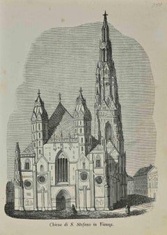 Church of St. Stephen in Vienna - Lithograph by Auguste Wahlen - 1844