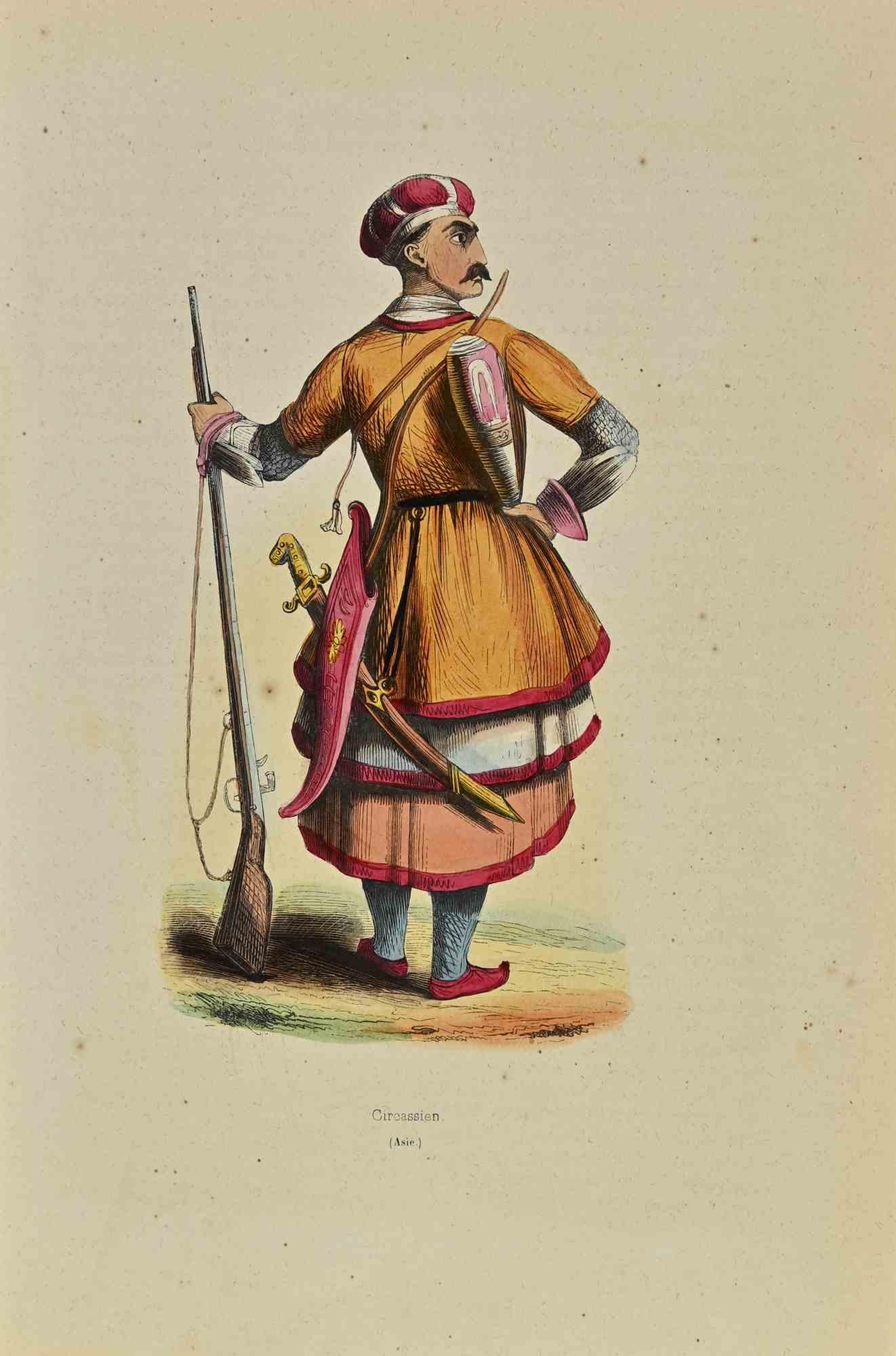 Circassian ist eine Lithographie von Auguste Wahlen aus dem Jahr 1844.

Handgefärbt.

Guter Zustand.

Im Zentrum des Kunstwerks steht der Originaltitel "Circassien".

Das Werk ist Teil der Suite Moeurs, usages et costumes de tous les peuples du