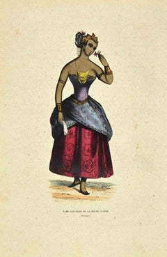 Dame Javanaise de la Haute Classe - Lithographie von Auguste Wahlen - 1844