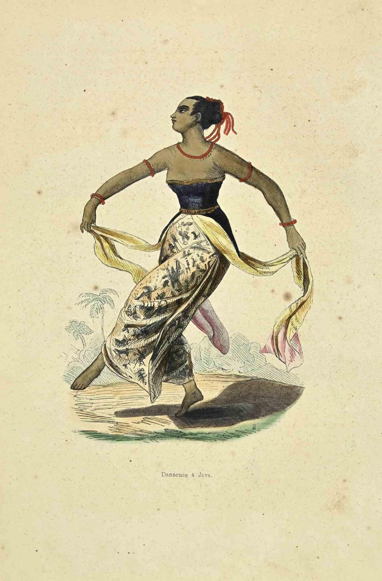 Danseuse a Java - Lithograph by Auguste Wahlen - 1844