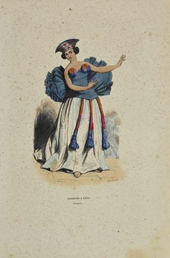 Danseuse a Taiti - Lithographie von Auguste Wahlen - 1844