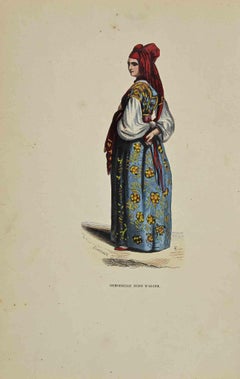 Demoiselle Juive d'Alger - Lithograph by Auguste Wahlen - 1844