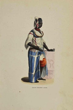 Esclave Servante a Alger - Lithograph by Auguste Wahlen - 1844