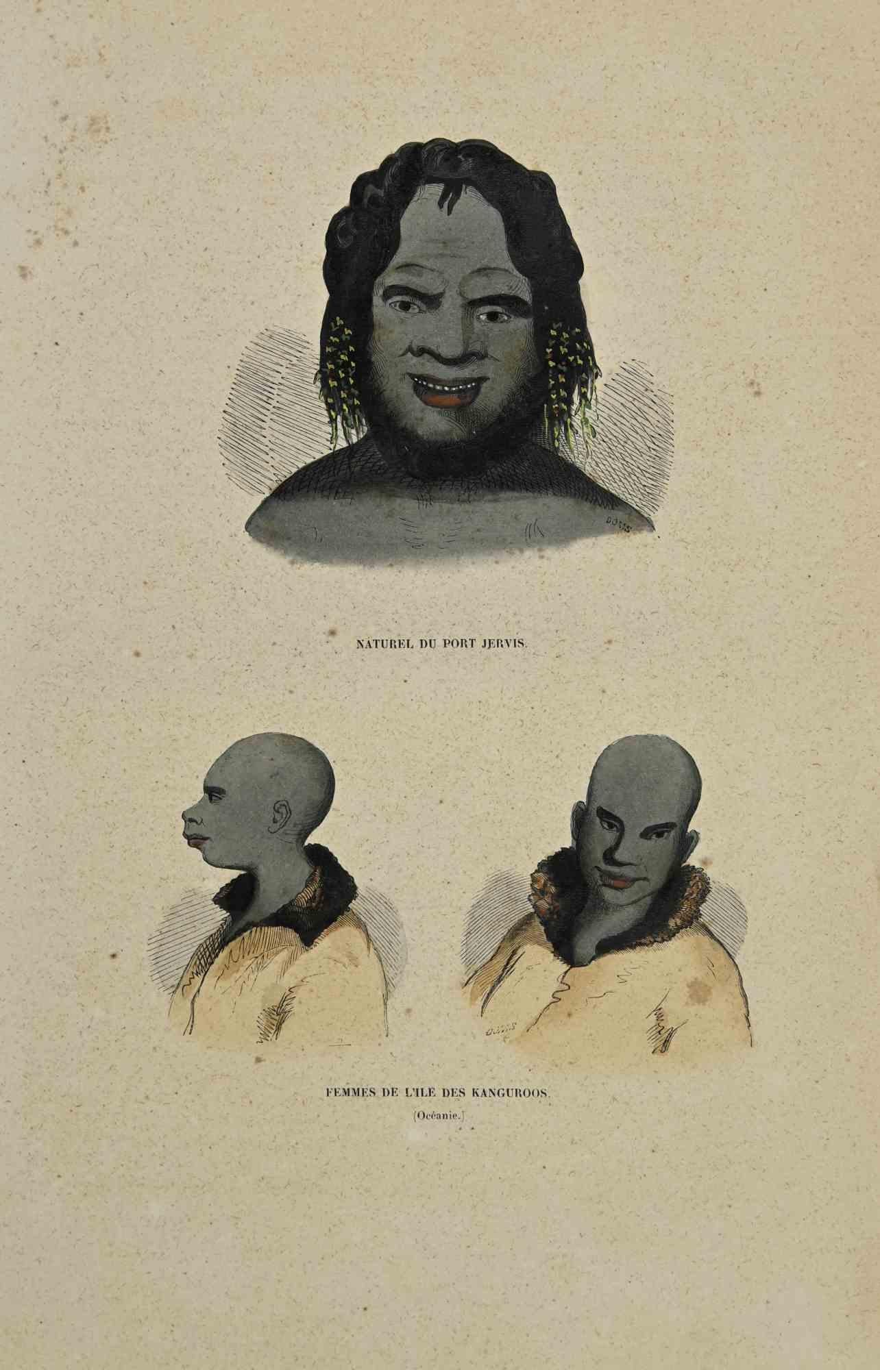 Femmes de l'ile des Kanguroos - Lithograph by Auguste Wahlen - 1844