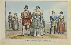 Französische Kostüme zur Zeit Heinrichs IV. - Lithographie von Auguste Wahlen - 1844