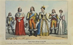 French Costumes at the Time of Louis XII - Lithograph by Auguste Wahlen - 1844