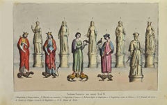I costumi francesi nei secoli X e XI - Litografia di Auguste Wahlen - 1844