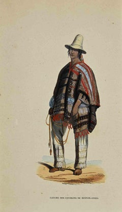Gaucho des Environs de Buenos-Aires - Lithographie von Auguste Wahlen - 1844