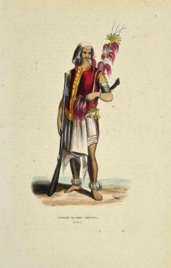 Antique Guerrier de Timor - Lithograph by Auguste Wahlen - 1844