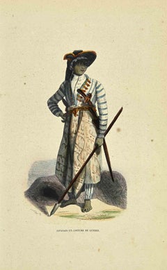 Das Herz von Javanais im Kriegskostüm - Lithographie von Auguste Wahlen - 1844