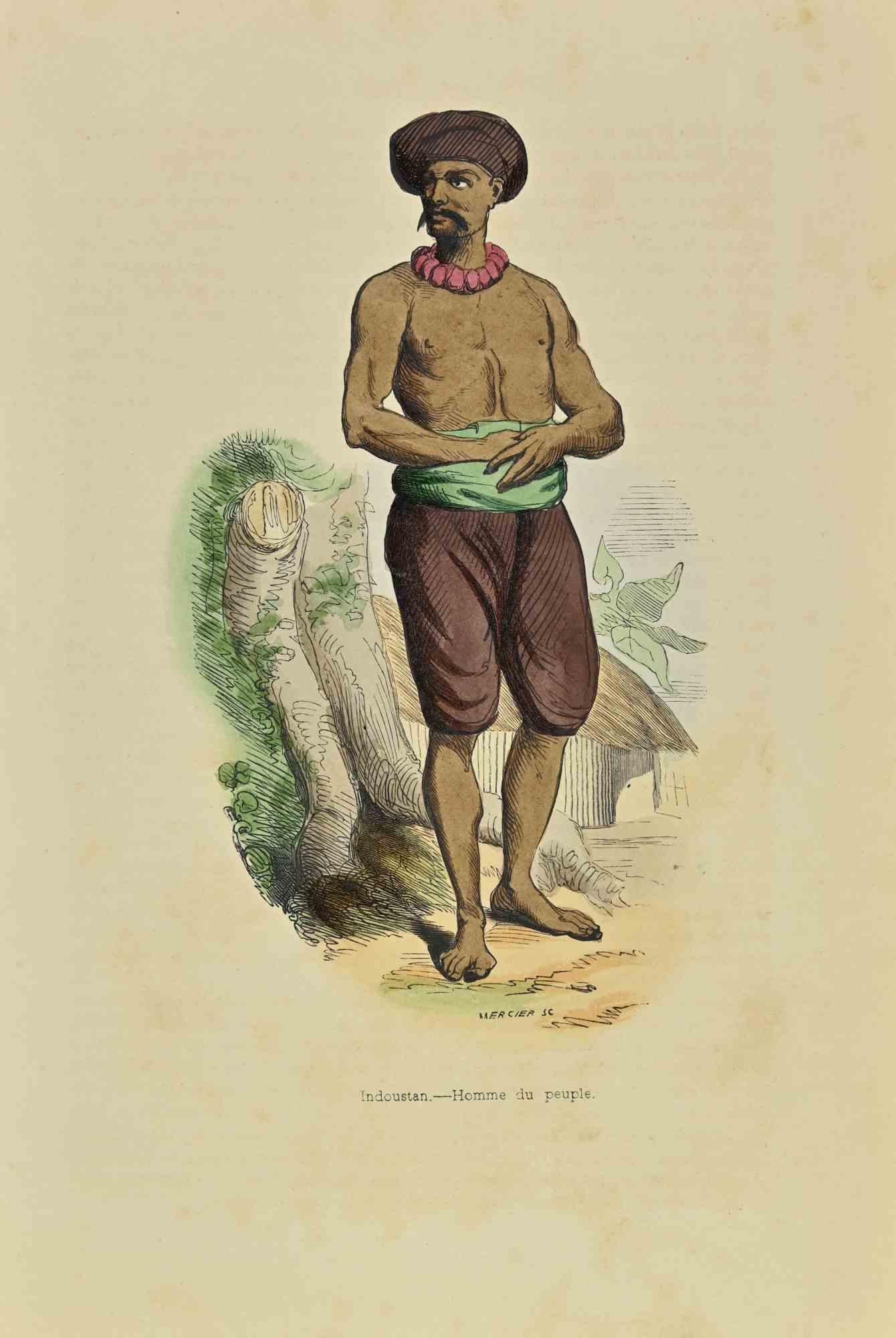 Indoustan, Man of the people is a lithograph made by Auguste Wahlen in 1844.

Hand colored.

Good condition.

At the center of the artwork is the original title "Indoustan. Homme du Peuple".

The work is part of Suite Moeurs, usages et costumes de