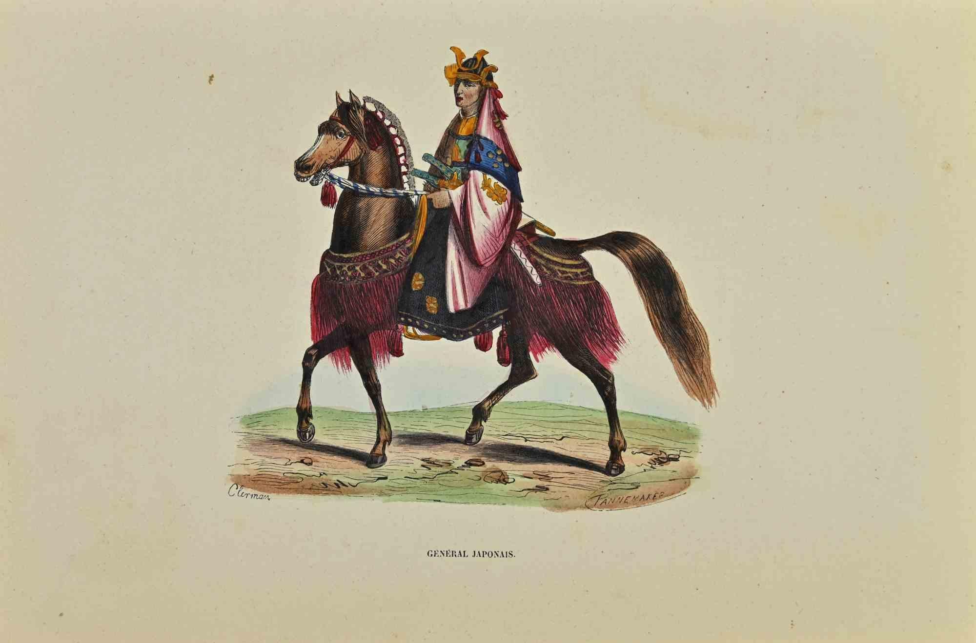 Japanese General is a lithograph made by Auguste Wahlen in 1844.

Hand colored.

Good condition.

At the center of the artwork is the original title "General Japonais".

The work is part of Suite Moeurs, usages et costumes de tous les peuples du