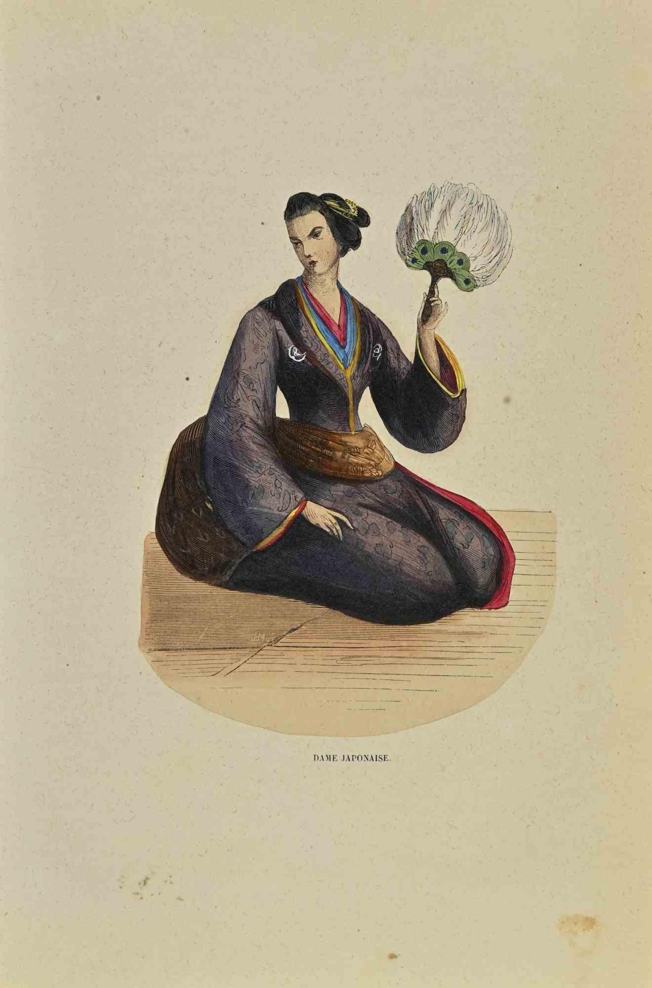 Japanese Lady - Lithograph by Auguste Wahlen - 1844