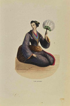 Japanische Dame - Lithographie von Auguste Wahlen - 1844