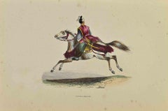 Antique Japanese Rider - Lithograph by Auguste Wahlen - 1844