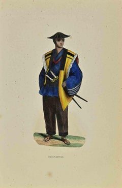 Japanischer Soldat - Lithographie von Auguste Wahlen - 1844