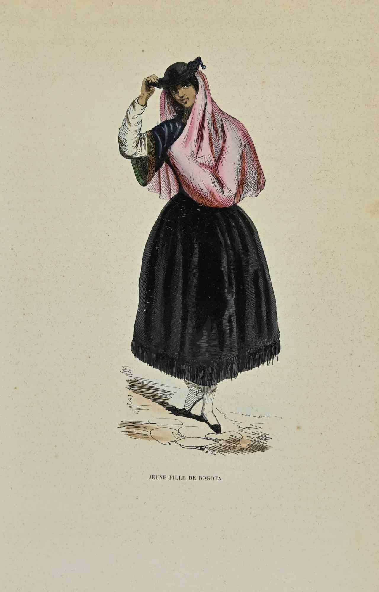 Jeune Fille de Bogota - Lithographie d'Auguste Wahlen - 1844