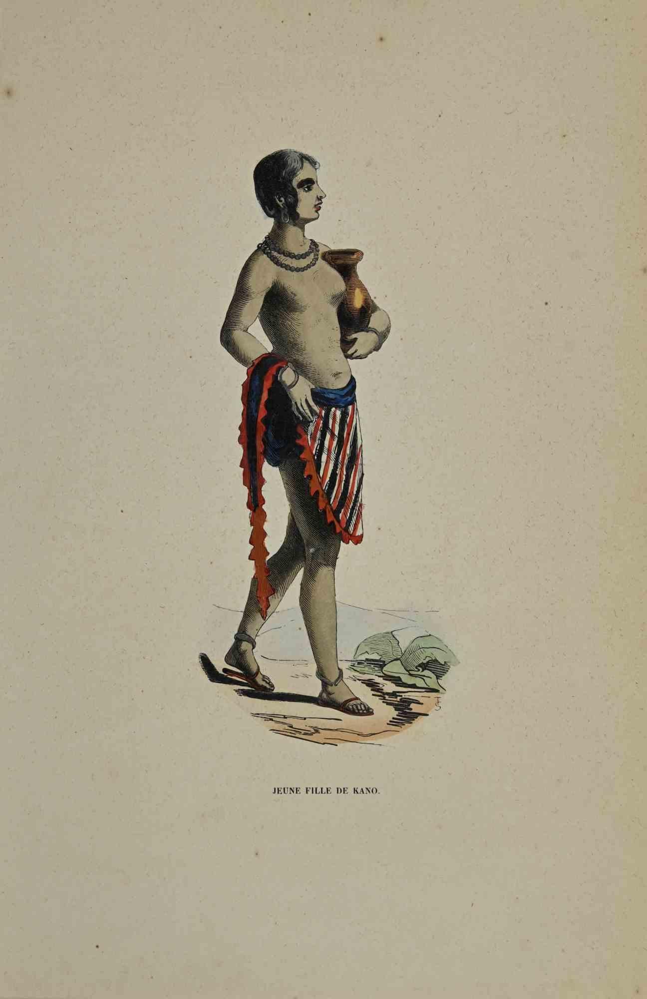 Jeune Fille de Kano - Lithograph by Auguste Wahlen - 1844