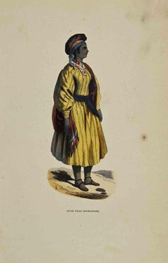 Jeune Fille Socknanaise - Lithograph by Auguste Wahlen - 1844