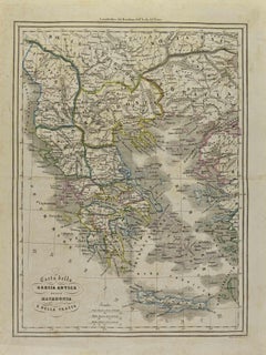 Carte de la Grèce antique de Macédoine et de... - Lithographie d'Auguste Wahlen - 1844