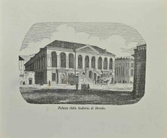 Der Palast der Dresdner Galerie - Lithographie von Auguste Wahlen - 1844