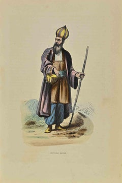 Persischer Derwisch - Lithographie von Auguste Wahlen - 1844