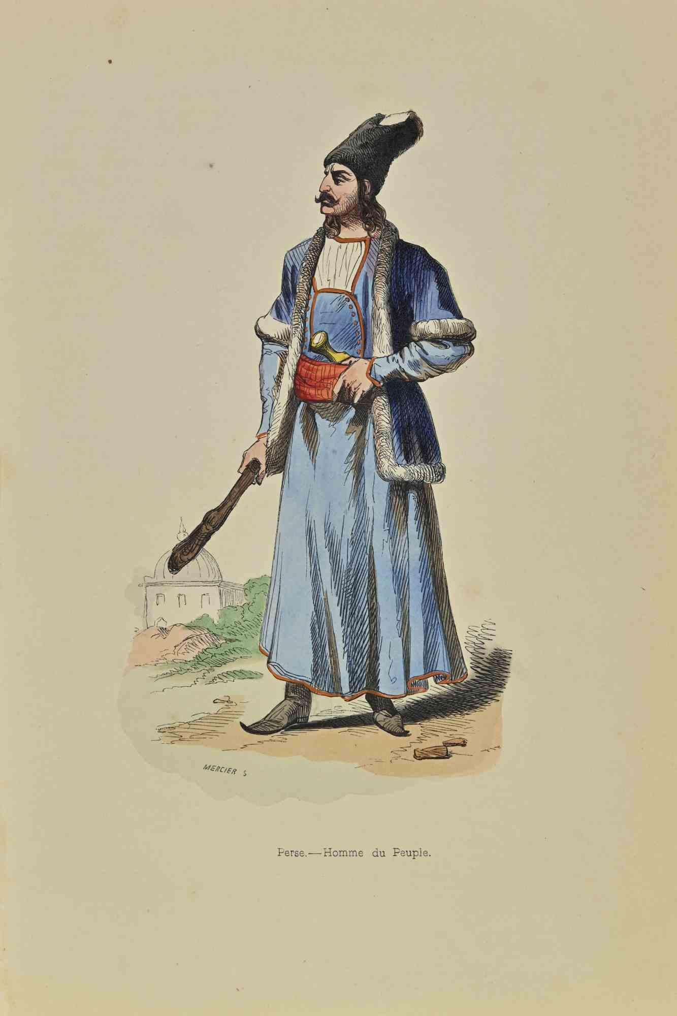 Persian, Man of the People is a lithograph made by Auguste Wahlen in 1844.

Hand colored.

Good condition.

At the center of the artwork is the original title "Perse. Homme du Peuple".

The work is part of Suite Moeurs, usages et costumes de tous
