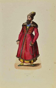 Persian Noble Man - Lithograph by Auguste Wahlen - 1844