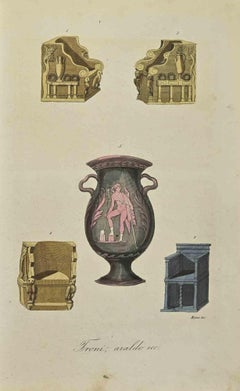 Antique Thrones, Herald etc. - Lithograph by Auguste Wahlen - 1844