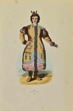 Yakutische Frau - Lithographie von Auguste Wahlen - 1844