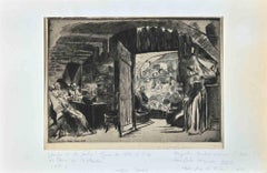 Cave Rue de l'Enfer - Original-Radierung von Augustin Andr Lanon - 1871