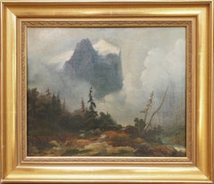 Antique BADER valley CHARMEY Switzerland landscape mountain Swiss painter 19th 