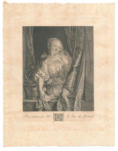 La Baiser Envoye - Etching by Augustin de Saint-Aubin -Mid 18th century