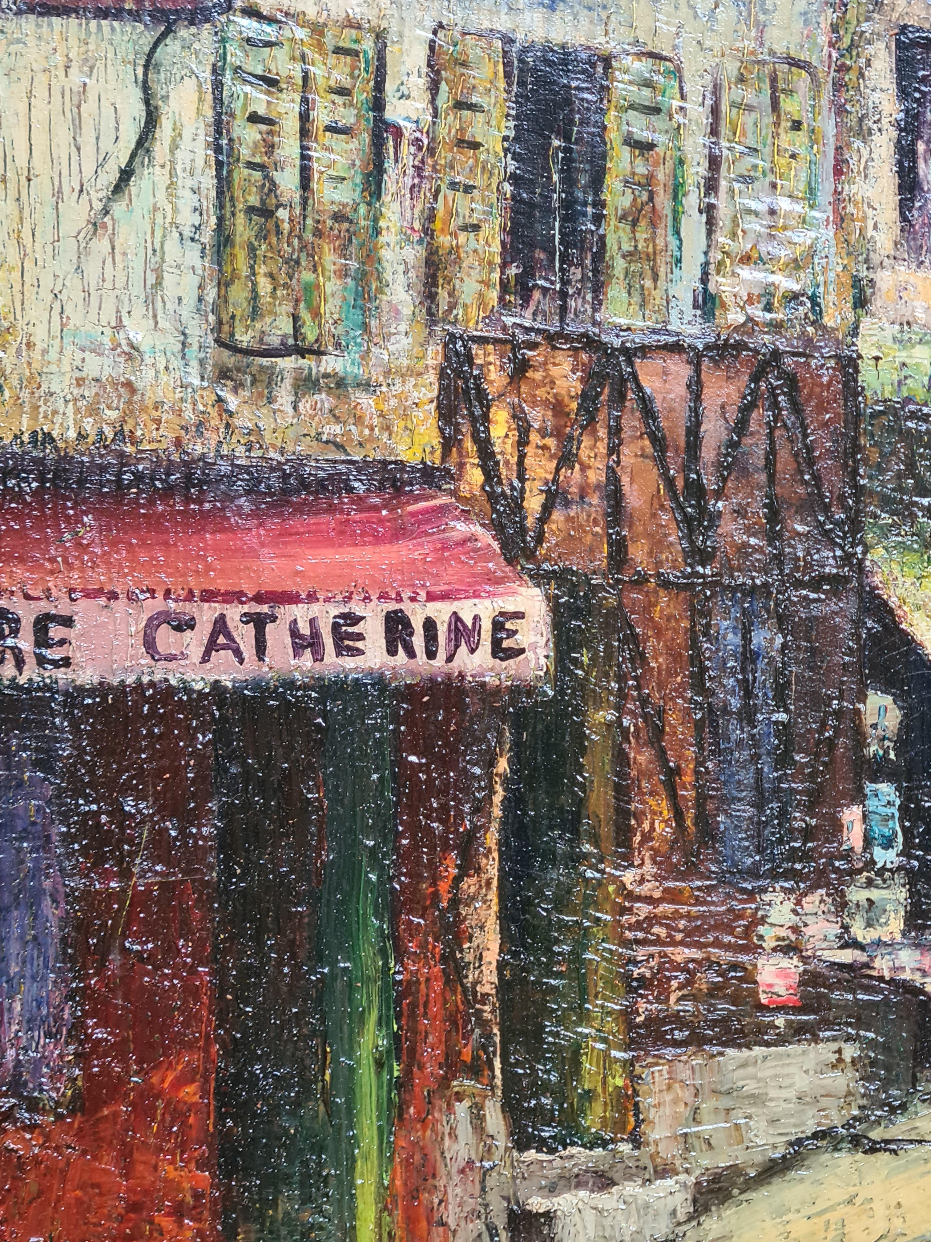 Paris School Cityscape, Circle of Maurice Utrillo, La Mère Catherine Montmartre For Sale 1