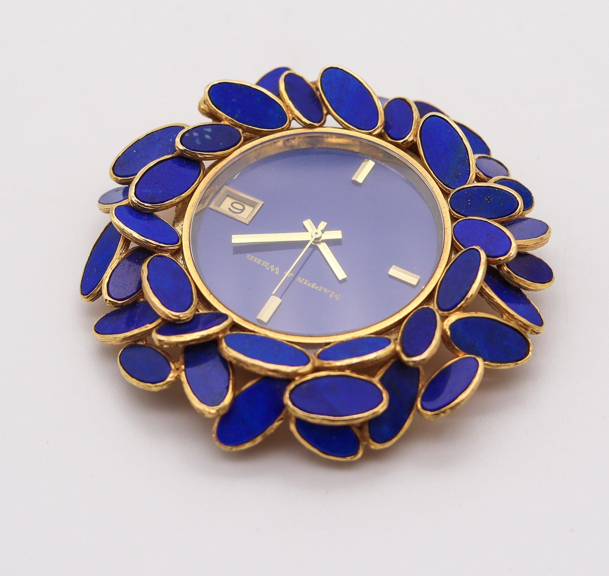 Cabochon AUGUSTIN JULIA PLANA 1960 Orologio da viaggio con pendente in oro massiccio 18 carati e lapis in vendita