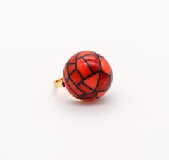 AUGUSTIN JULIA PLANA 1970 Cocktail Ring In 18Kt Gold With Geometric Corals