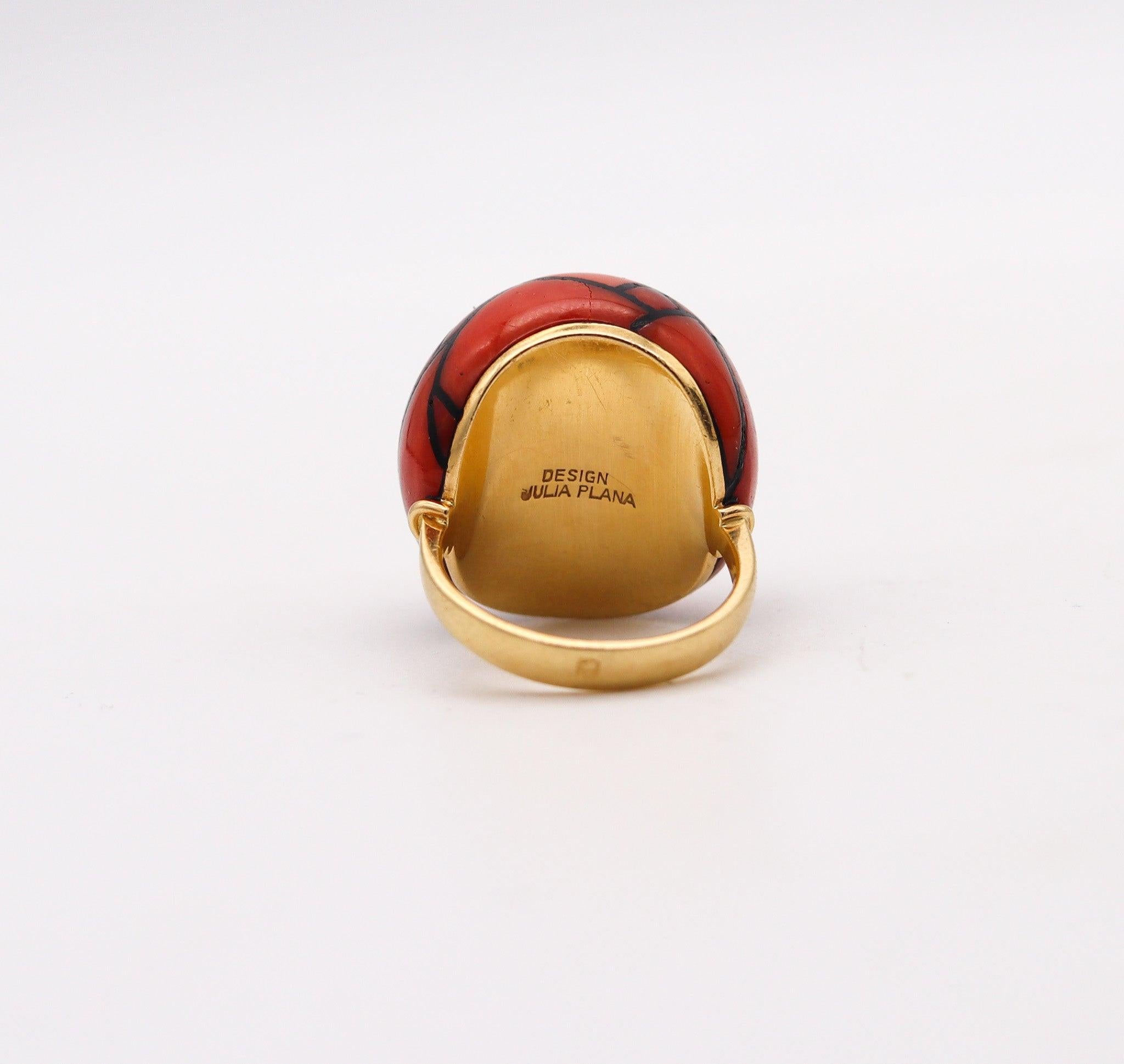 Women's AUGUSTIN JULIA PLANA 1970 Cocktail Ring In 18Kt Gold With Geometric Corals