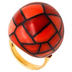 AUGUSTIN JULIA PLANA 1970 Cocktail Ring In 18Kt Gold With Geometric Corals