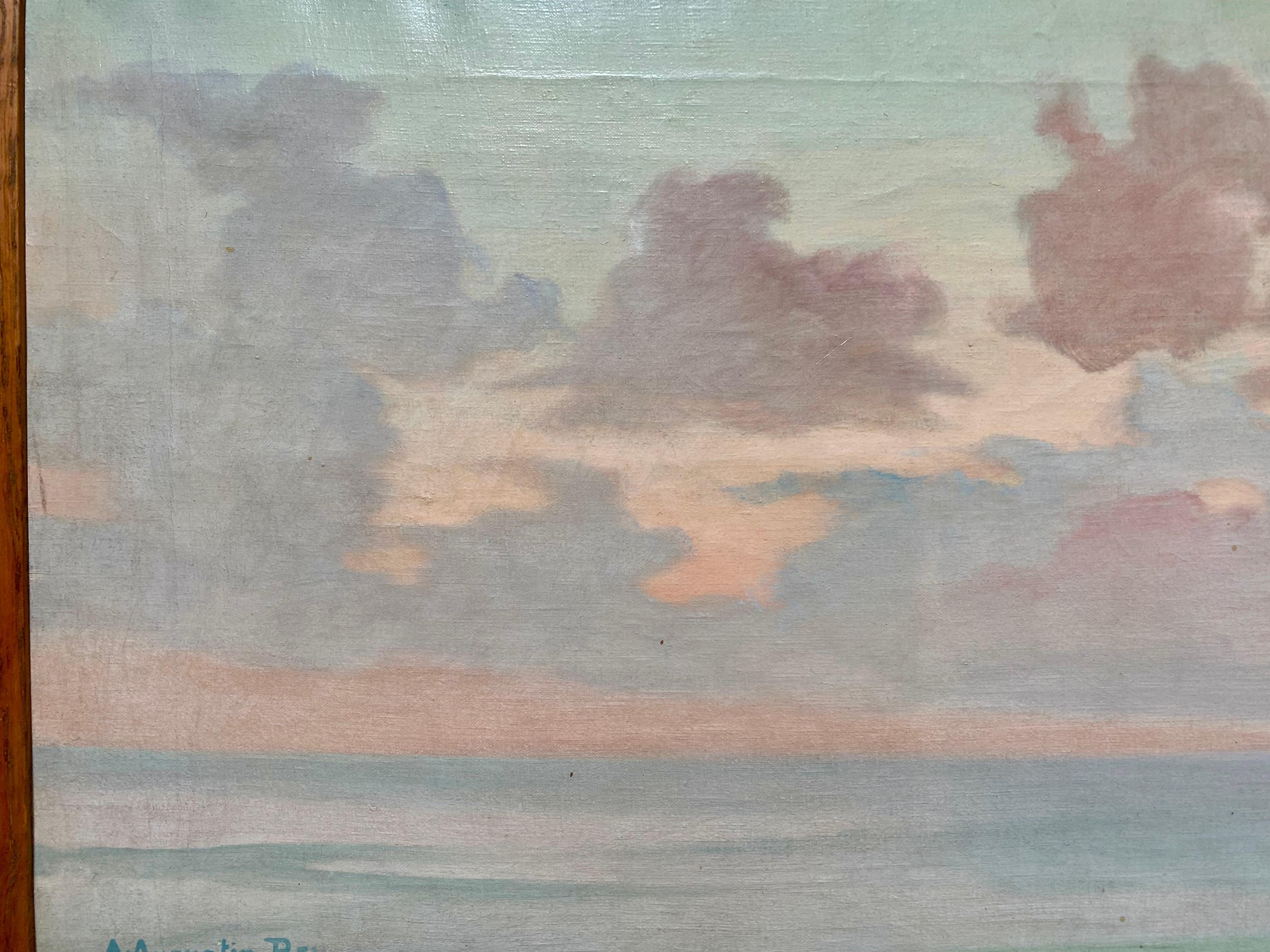Augustin REY
Milan 1864 - Breteuil-sur-Iton 1934

Nuages au coucher du soleil
vers 1900
Huile sur toile
Signé en bas à gauche
33 x 55 cm
42 x 65 cm encadré

   Adolphe Augustin Rey de Villette, dit Rey-Spitzer, entre à l'École des beaux-arts de