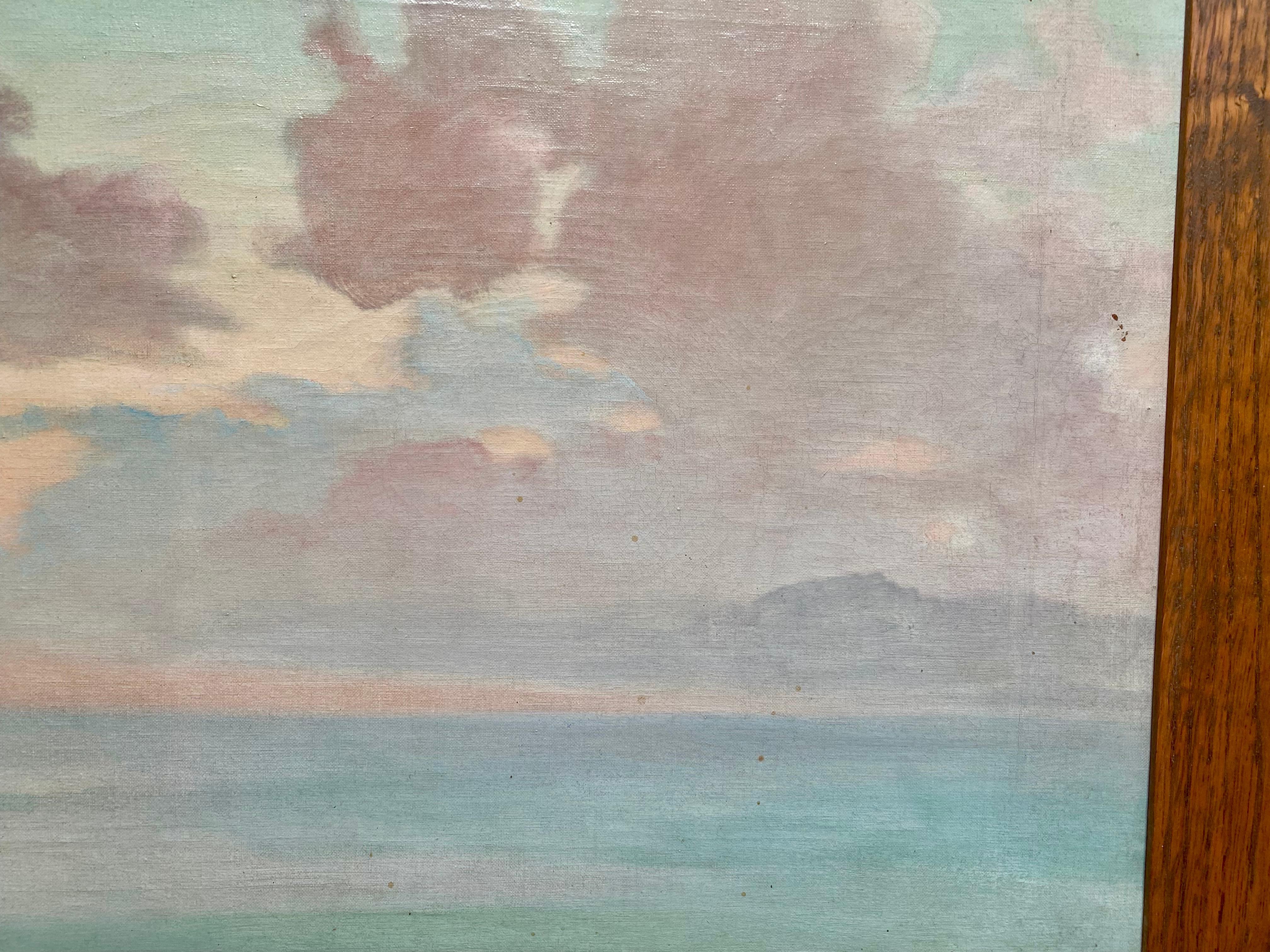 Nuages au coucher du soleil, huile sur toile en vente 1