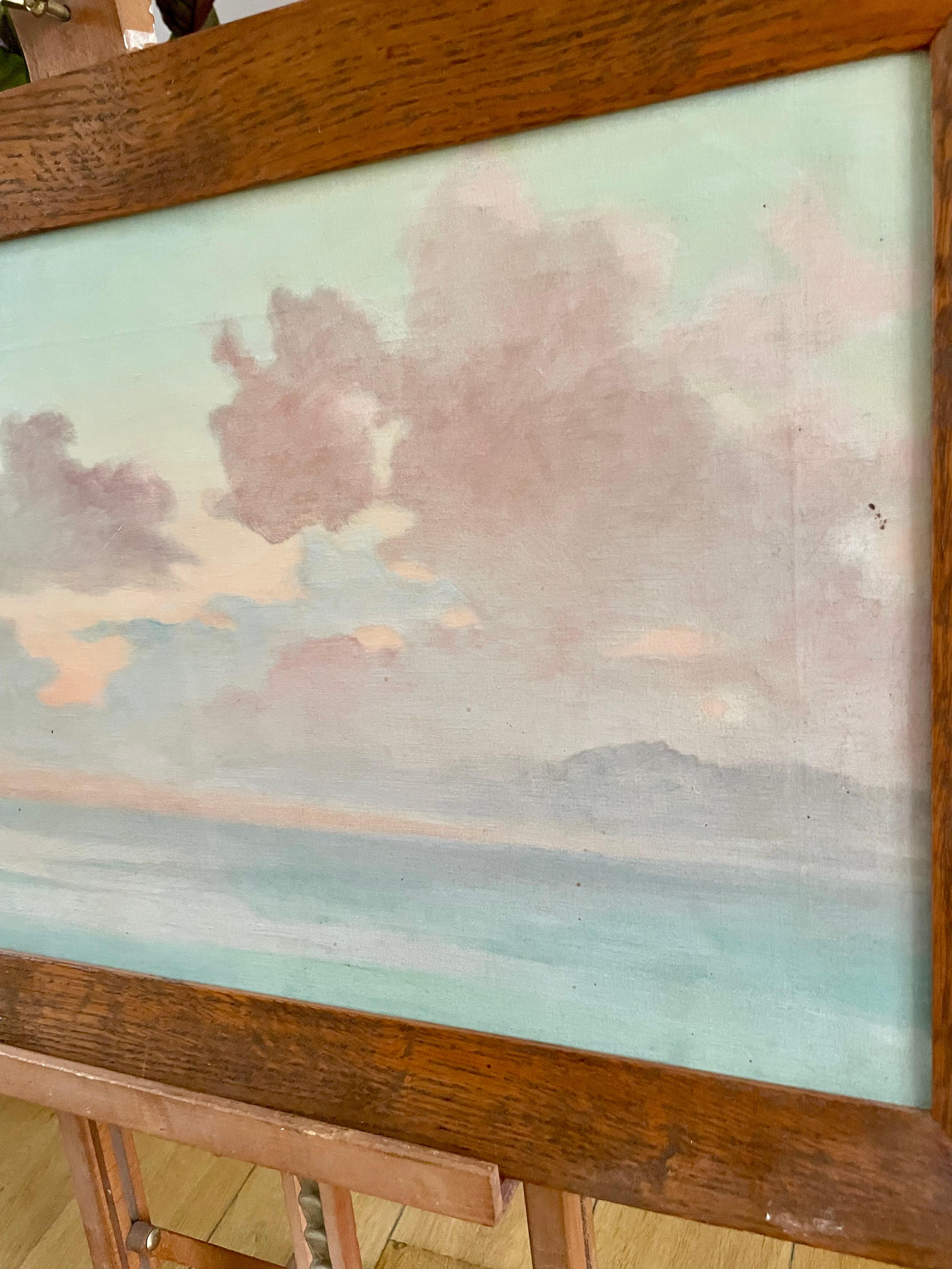 Nuages au coucher du soleil, huile sur toile en vente 2