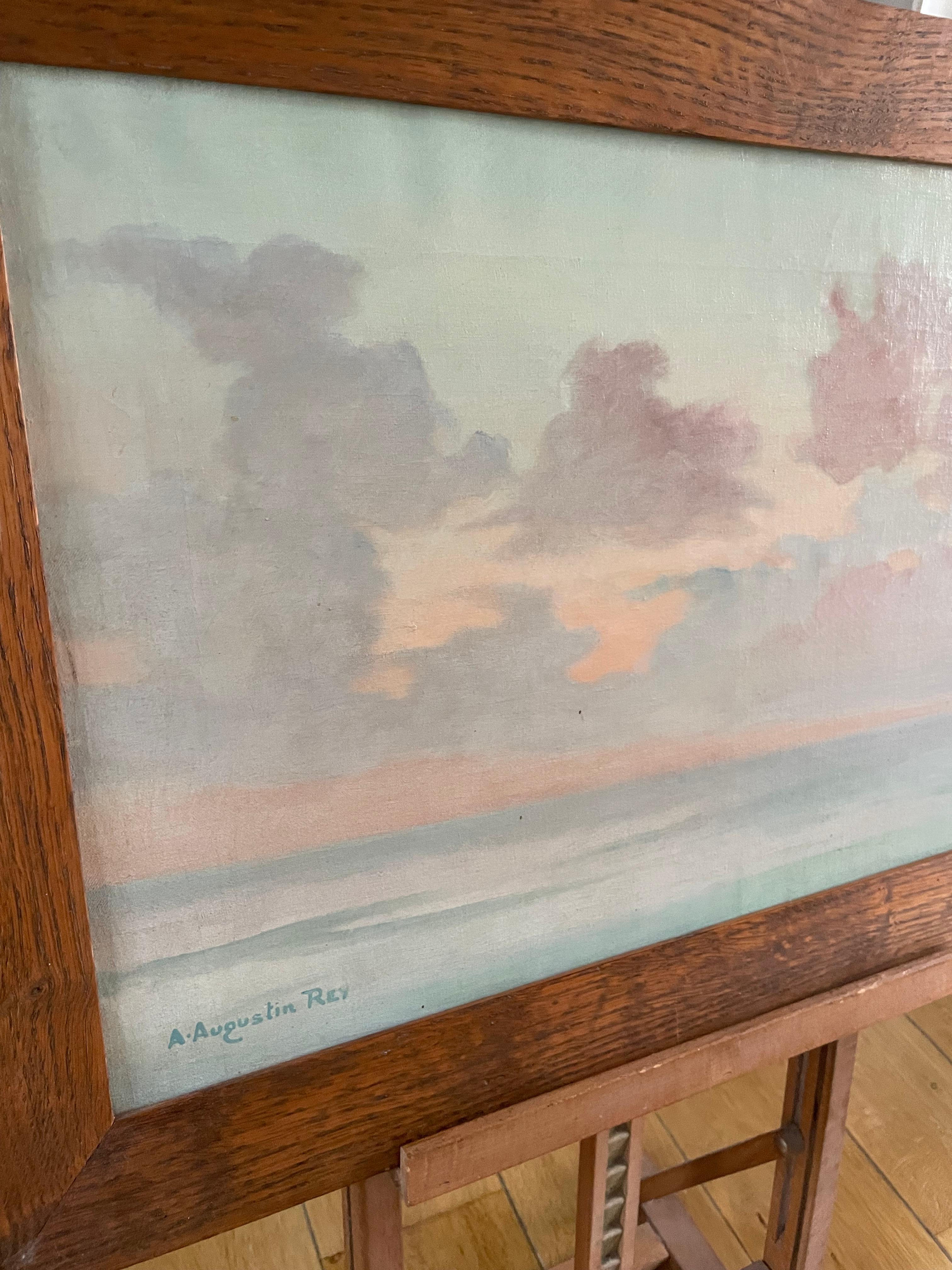 Nuages au coucher du soleil, huile sur toile en vente 3