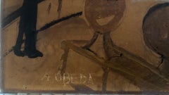 Paesaggio con villaggio spagnolo pittura ad olio surrealismo espressionismo